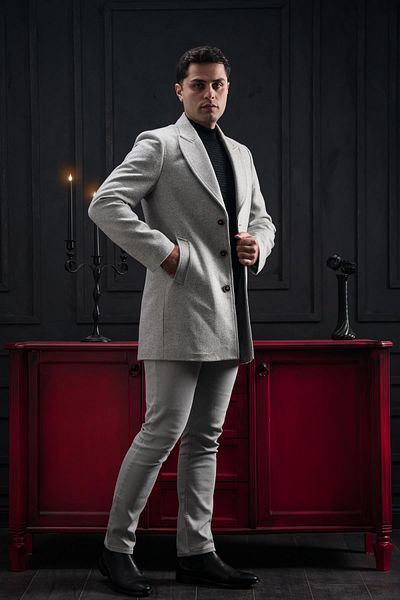 ADVANTE Ανδρικό παλτό Slimfit με γιακά με κουμπιά