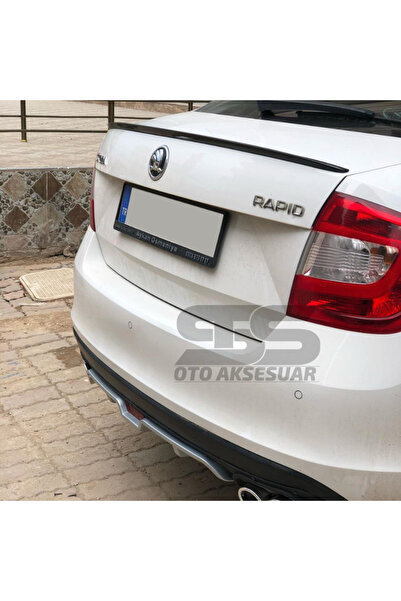Furens Skoda Rapid Uyumlu Bagaj Üstü Slim Spoiler Piano Black Parlak Siyah