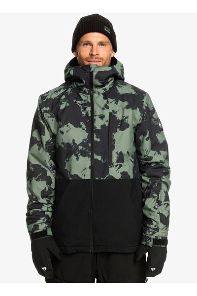 Quiksilver Multicolor Men's Hooded Collar Regular Fit Waterproof Ski Coat EQYTJ03403 Mission Print