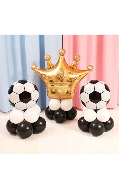 MERİ PARTİ Futbol Temalı Balon Karşılama Seti Kral Taç Balon Ve Futbol Topu B...