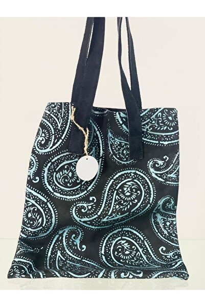 ABAD Handicrafts Kendőmintás vászontáska Antracit-menta ABAD termék