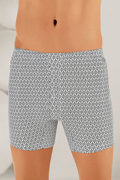 Şahinler Men's Patterned Combed Cotton Buttoned Boxer Me010