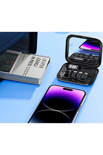 nextbuy 8in1 USB-C Hızlı Şarj Veri Kablosu iPhone Xiaomi Type-C Kablo Tutucu Aynalı Seyahat Seti