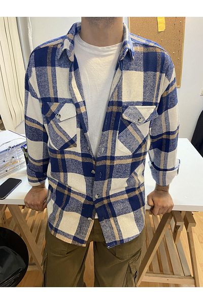 COOL TARZ Мъжка тъмносиня тениска риза Lumberjack с два джоба и горчица