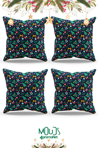 Moud's Двустранно принтирана тъмносиня велурена калъфка за възглавница с ново...