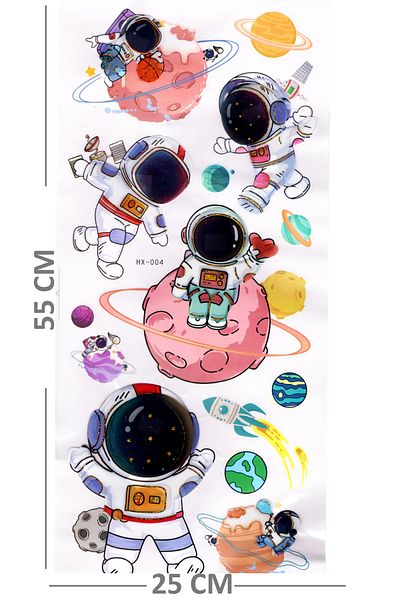 Limmy Autocolant de perete Autocolant 3D în relief, Autocolant de perete 3d (HX004) 55x25 cm - Astronaut Planets