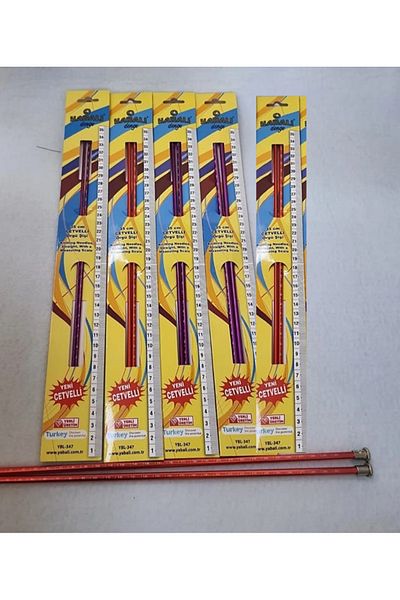 Yabalı Ruler Knitted Skewer Set 35 Cm (NO:3/3.5/4/4.5/5/6) 6 Pieces No Need to Count Bowknot
