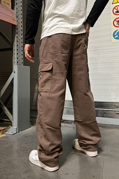 DİFRANSEL Σκούρο φαρδύ παντελόνι Cargo με τσέπες