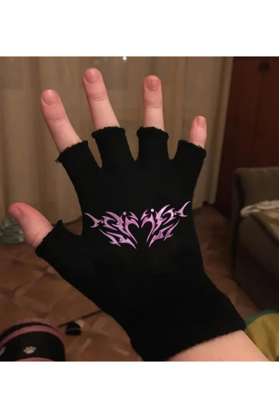 DEEFWEAR Αισθητικά γάντια για ζευγάρια με στάμπα καρδιάς, μαύρα, unisex - Chouze