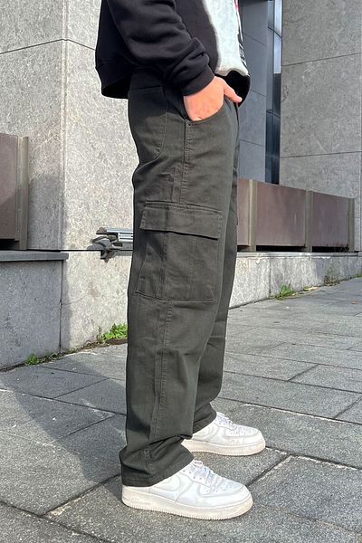 DİFRANSEL Baggy Dark Baggy Cargo Pants with Pockets