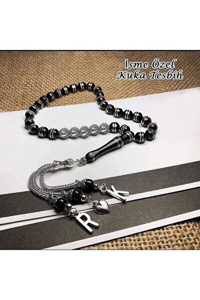 Kuka Sarmal gümüş işlemeli kuka tesbih isme özel isimli harfli tasarım