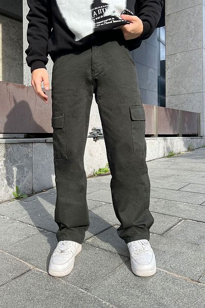 DİFRANSEL Baggy Dark Baggy Cargo Pants with Pockets