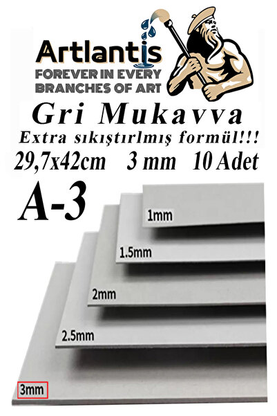 Artlantis A3 Cardboard Gray 3 mm 10 Pcs 1 Pack 29.7X42 cm A-3 Cardboard 3 mm ...