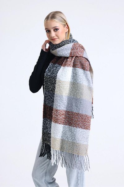 Saria Moda Square Pattern Brown Women's Shoulder Shawl 45x200