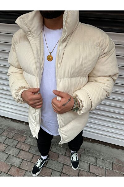 Parsmen KADİFE FİTİLLİ BEJ ŞİŞME MONT