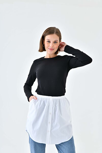 mirach Λευκή φούστα πουκάμισο τσέπης |   Κομψή και άνετη χρήση με σχέδιο φούστας εσωρούχων και πουκάμισου