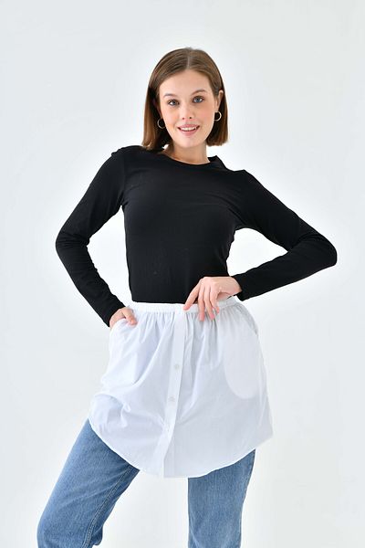 mirach White Pocketed Shirt Skirt |   Stylish and Comfortable Use with Inner Skirt and Shirt Look Design