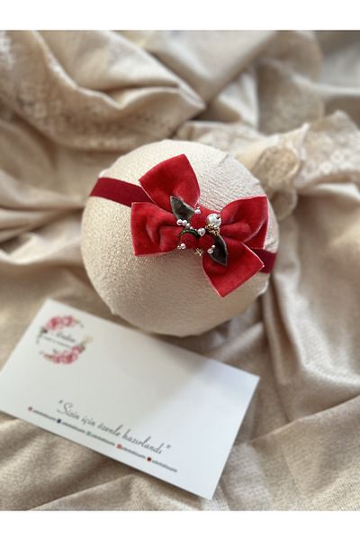 ARDEN HOBİ TASARIM Newborn Baby New Year's Concept Velvet Bow Bandana
