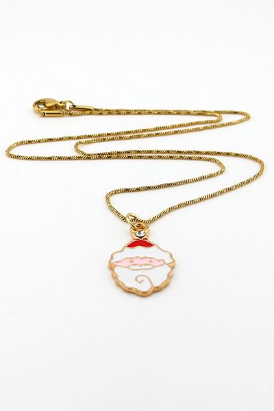 Solfera Christmas New Year Santa Claus Santa Claus Steel Chain Necklace Q0751