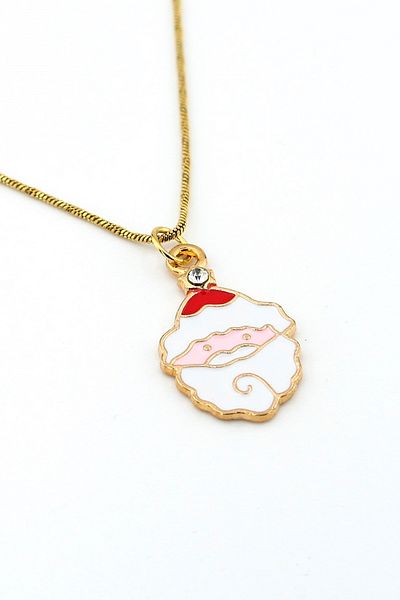 Solfera Christmas New Year Santa Claus Santa Claus Steel Chain Necklace Q0751
