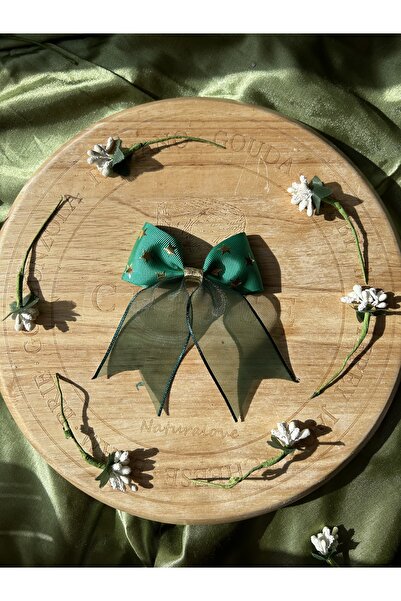 MeloKids New Year's green star and chiffon ribbon buckle