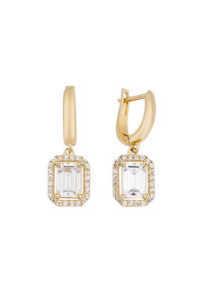 O'an Jewelry Kadın 14 Ayar Altın Baget Taşlı Küpe