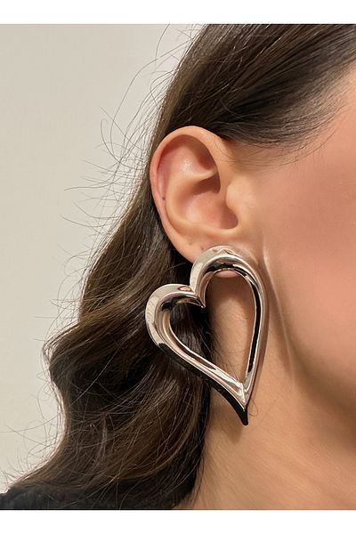 Okko Store Heart Patterned Large Earrings