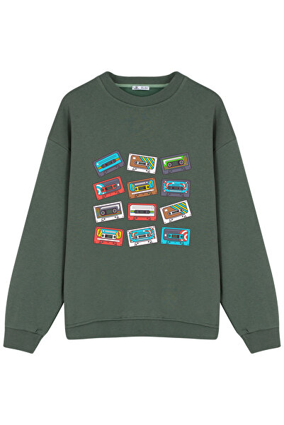 GreenMint نمط شريط موسيقى ريترو ملون كبير الحجم للجنسين_OE1087