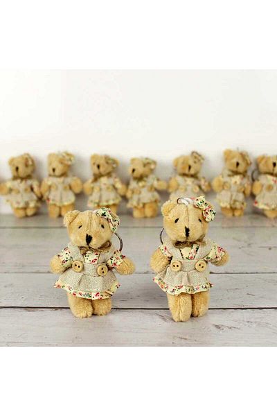 Hobimos Cute Girl Plush Teddy Bear - 12 cm Flower Patterned Keychain Cute Keychain