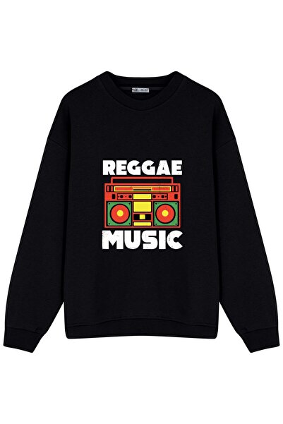 GreenMint سويت شيرت كبير الحجم للجنسين موسيقى الريغي Boombox Rastafari جامايكان