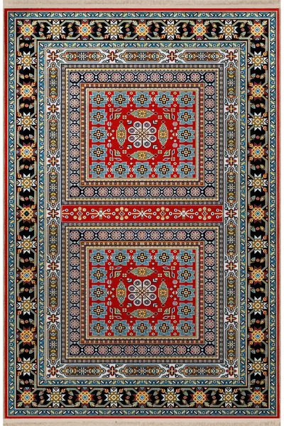 Rugs Modern Halı Blue Red Themed Traditional Motif Ethnic Patterned Creative ...