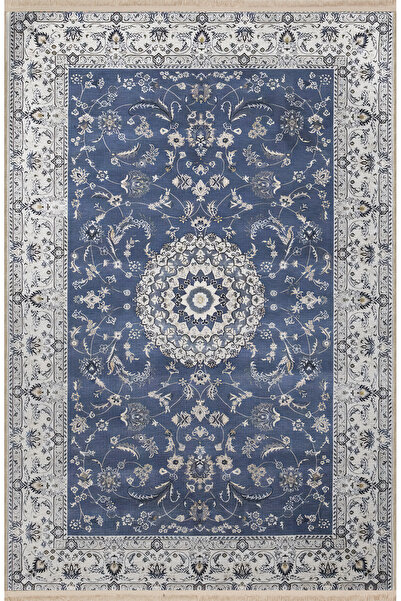 Rugs Modern Halı Lacivert Temalı Geleneksel Motif Çiçek Desenli Kreatif Vinta...