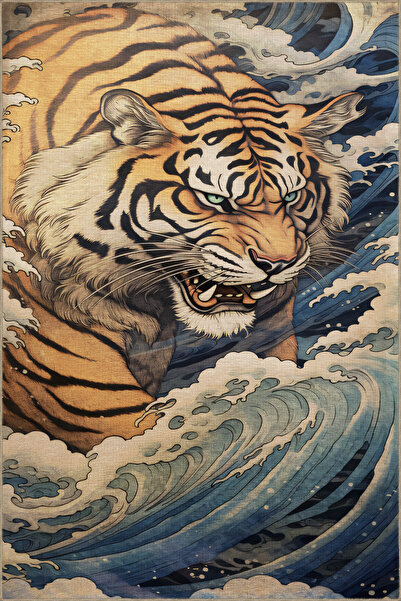 Rugs Modern Halı Multicolored Surrealist Tiger Patterned Creative Modern Deco...