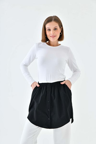 mirach Black Pocketed Shirt Skirt |   Stylish and Comfortable Use with Inner Skirt and Shirt Look Design
