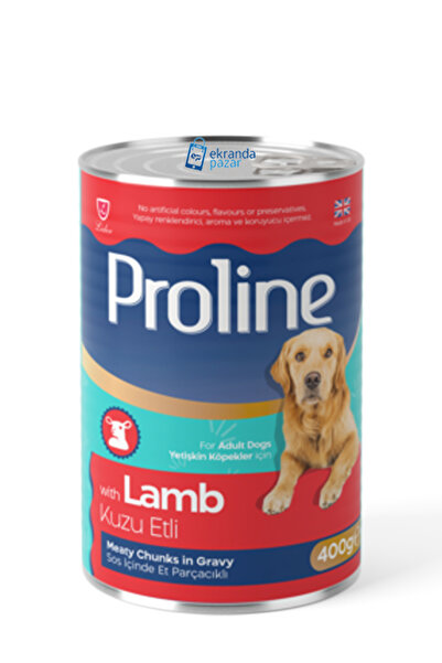 Pro Line Proline kuzu etli sos içinde et parçalı köpek konserve 20adet 400gr lamb kuzulu köpek yaş mama