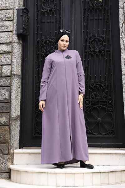 ECALAMODE Mevsimlik Göğüs Çiçek Nakış İşlemeli Kadın Ferace Pardesü