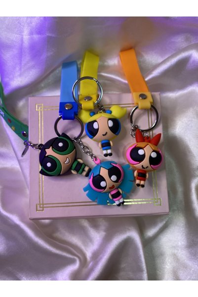 CARTOON حقيبة حلية على شكل سلسلة مفاتيح من Powepuffgirls، قطعة واحدة