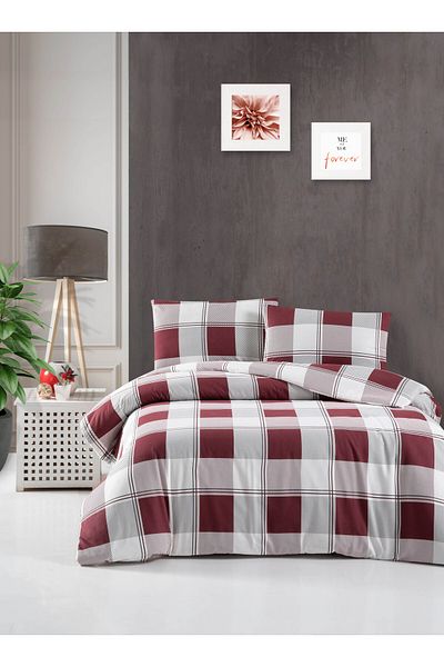 Menderes Home Algodon Flannel Single Duvet Cover Set - Red