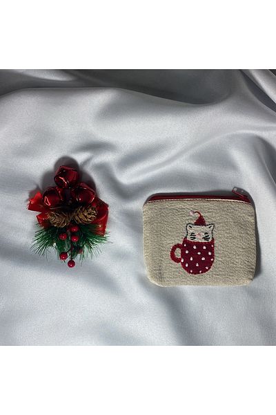 Handream Cute Cat Christmas Themed Handmade Wallet/Multipurpose/Gift Bag in a Mug