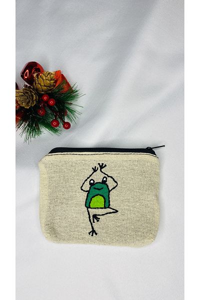 Handream Yoga Frog Themed Handmade Wallet/Multipurpose/Gift Bag