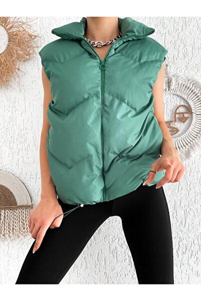 Düşess Kadın yeşil şişme yelek