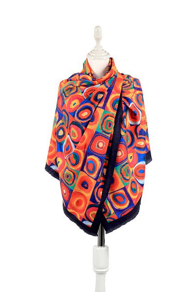 Bursa İpek Chamomile Patterned Orange Winter Shawl