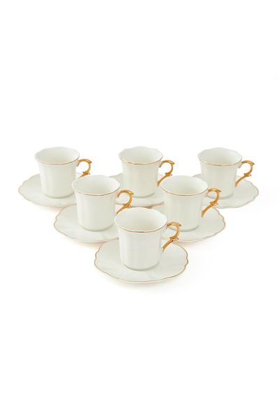 Bambum 90 ml White Coffee Cup Set - Pure Narrow 12 Pieces