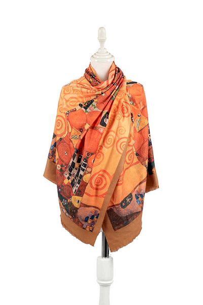 Bursa İpek Winter Yellow Tree of Life Patterned Shawl