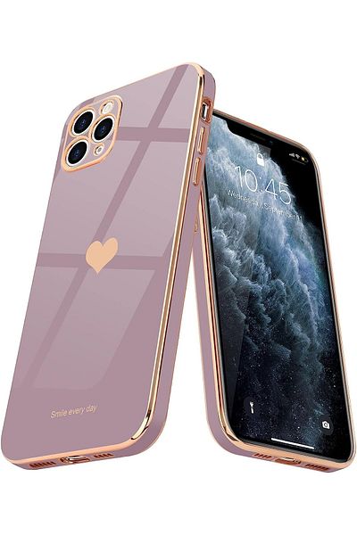 GAGA ELEKTRONİK Laser Luxury Bling Plating Soft Back Case With Heart Logo For Iphone 11 Pro Max