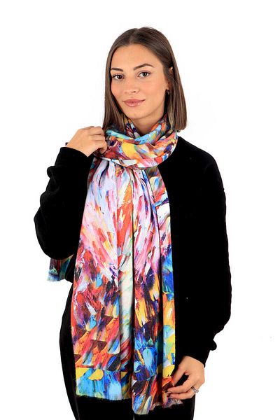 Bursa İpek White Angel Pattern Winter Shawl