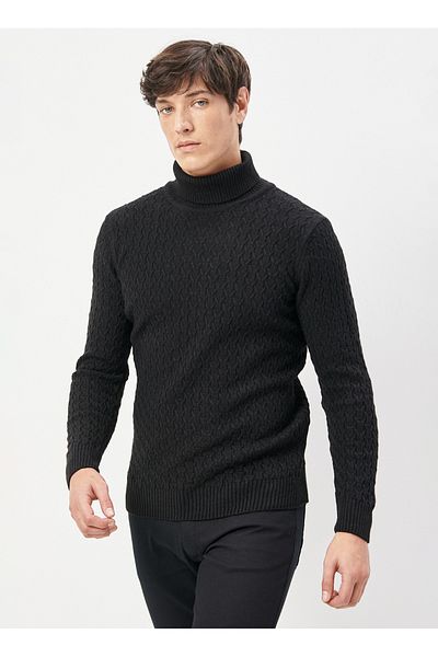 ALTINYILDIZ CLASSICS Altınyıldız Classics Pulover pentru bărbați, standard, negru, cu gât complet, 4a 4923100017