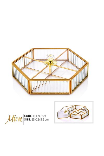 MİEN Mien Hexagonal Steel Frame Glass Chocolate-Jewelry Box