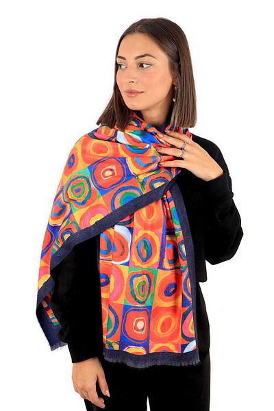 Bursa İpek Chamomile Patterned Orange Winter Shawl