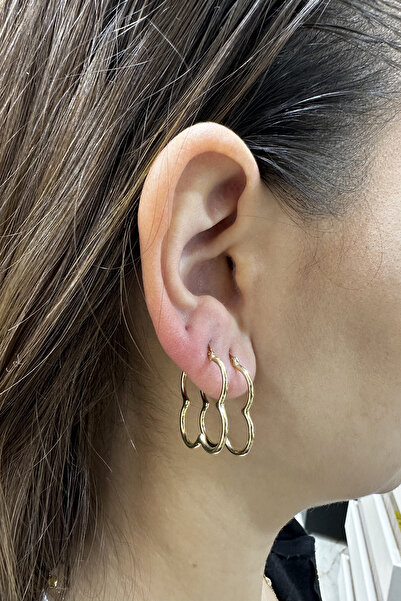 ŞAMLI ERDOĞAN 14 Ayar Altın Sade Dört Yaprak Yonca Model Küpe